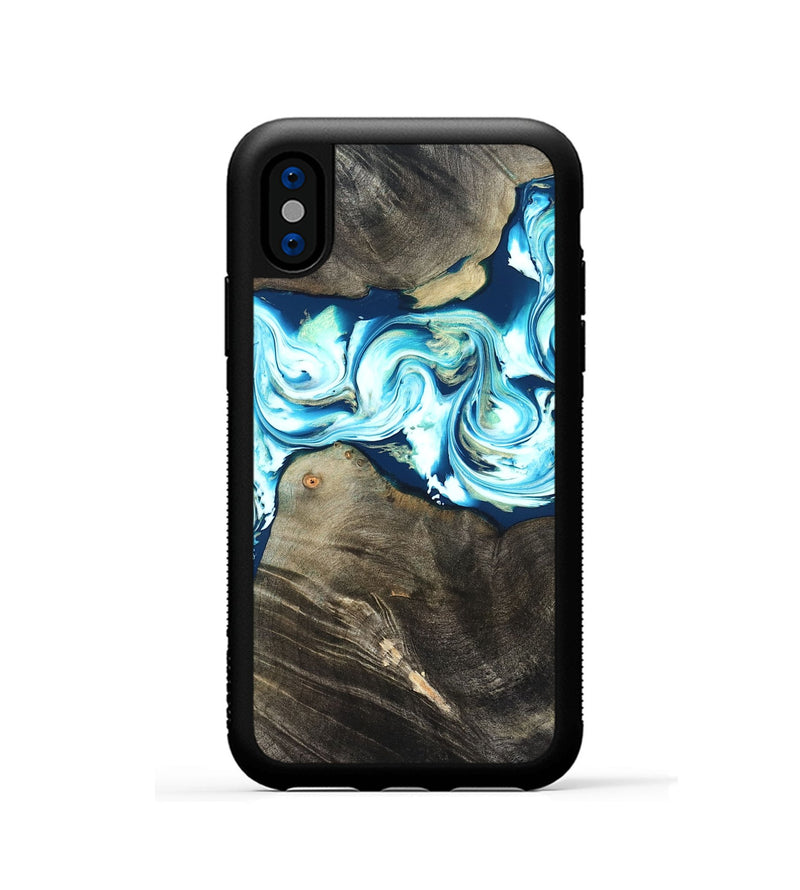 iPhone Xs Wood Phone Case - Tayler (Blue, 822026)