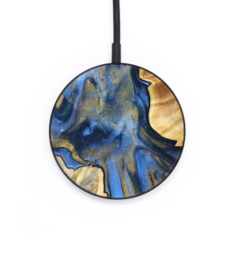 Circle Wood Wireless Charger - Tanisha (Teal & Gold, 822028)