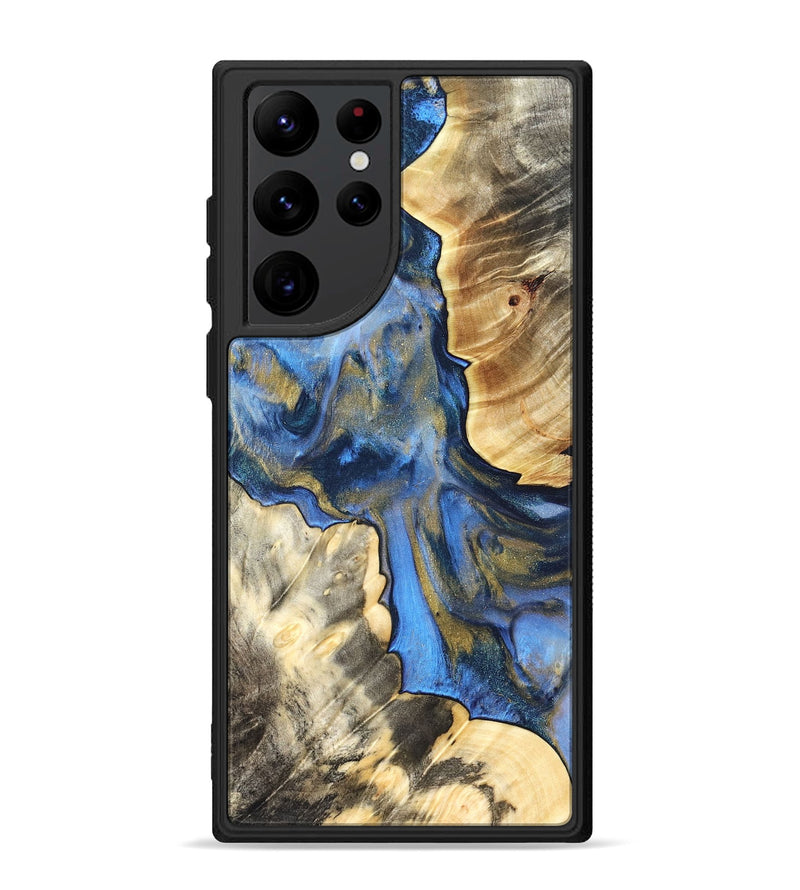 Galaxy S22 Ultra Wood Phone Case - Tanisha (Teal & Gold, 822028)