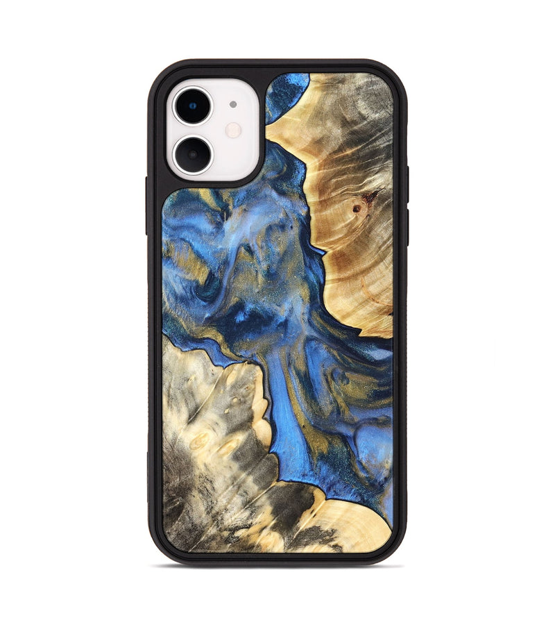 iPhone 11 Wood Phone Case - Tanisha (Teal & Gold, 822028)