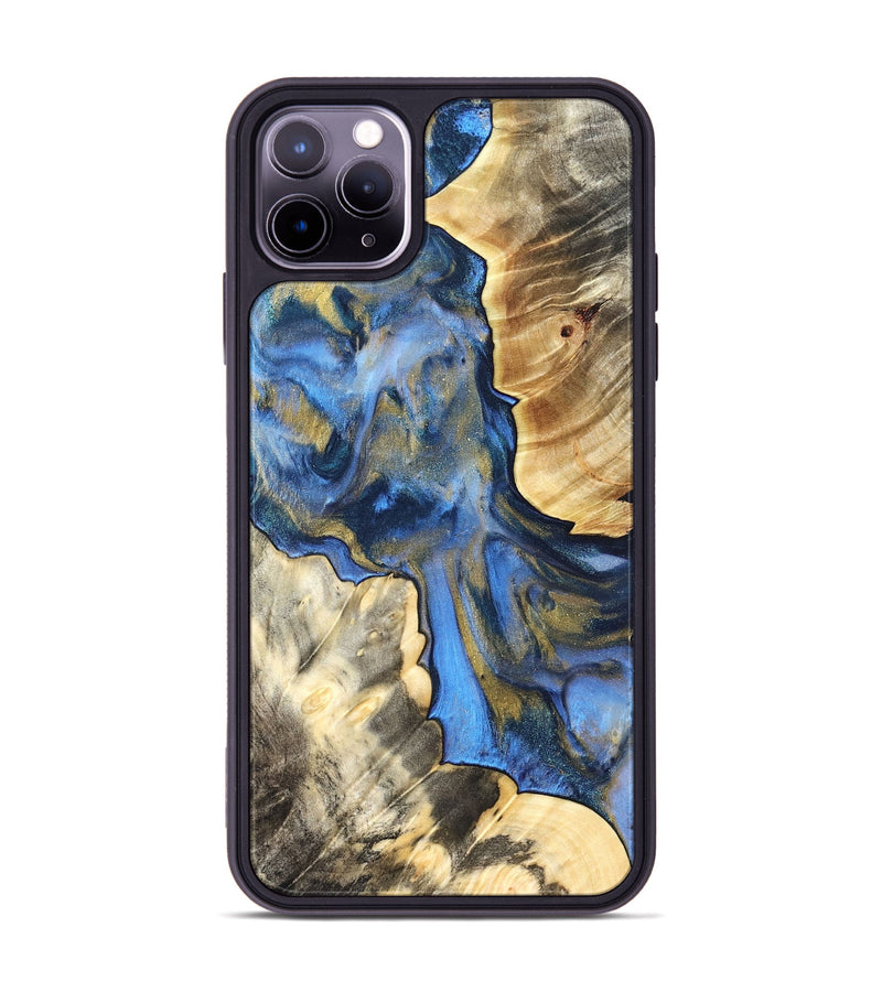 iPhone 11 Pro Max Wood Phone Case - Tanisha (Teal & Gold, 822028)