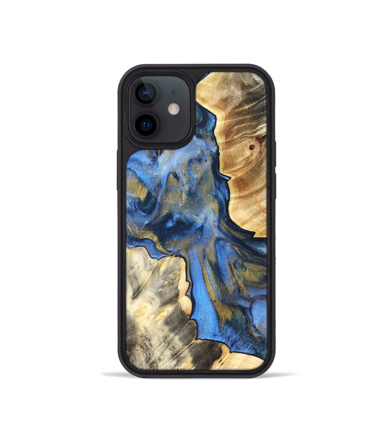 iPhone 12 mini Wood Phone Case - Tanisha (Teal & Gold, 822028)