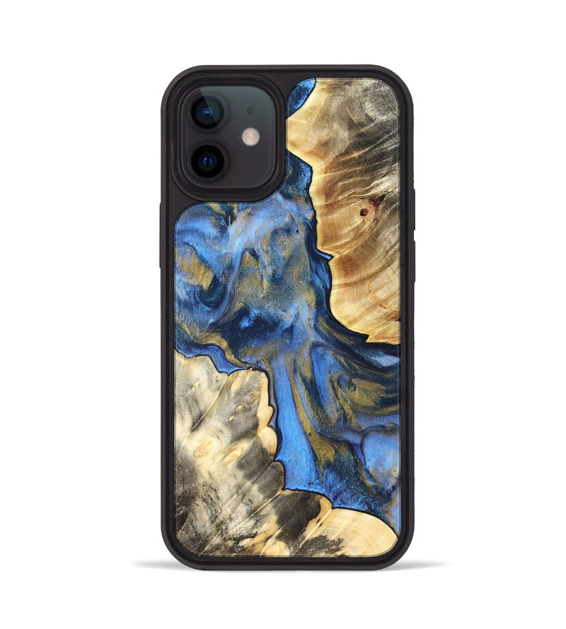 iPhone 12 Wood Phone Case - Tanisha (Teal & Gold, 822028)