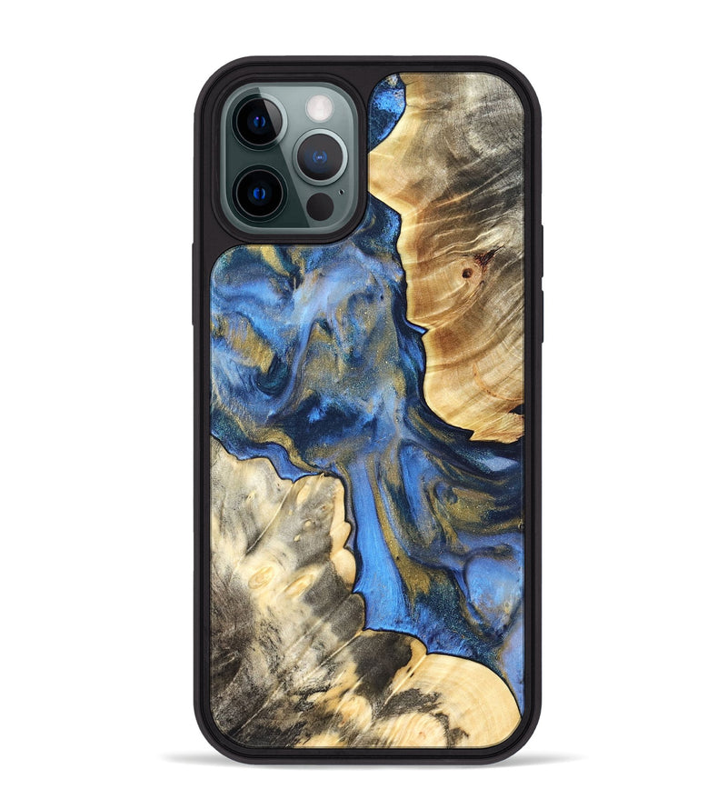 iPhone 12 Pro Max Wood Phone Case - Tanisha (Teal & Gold, 822028)