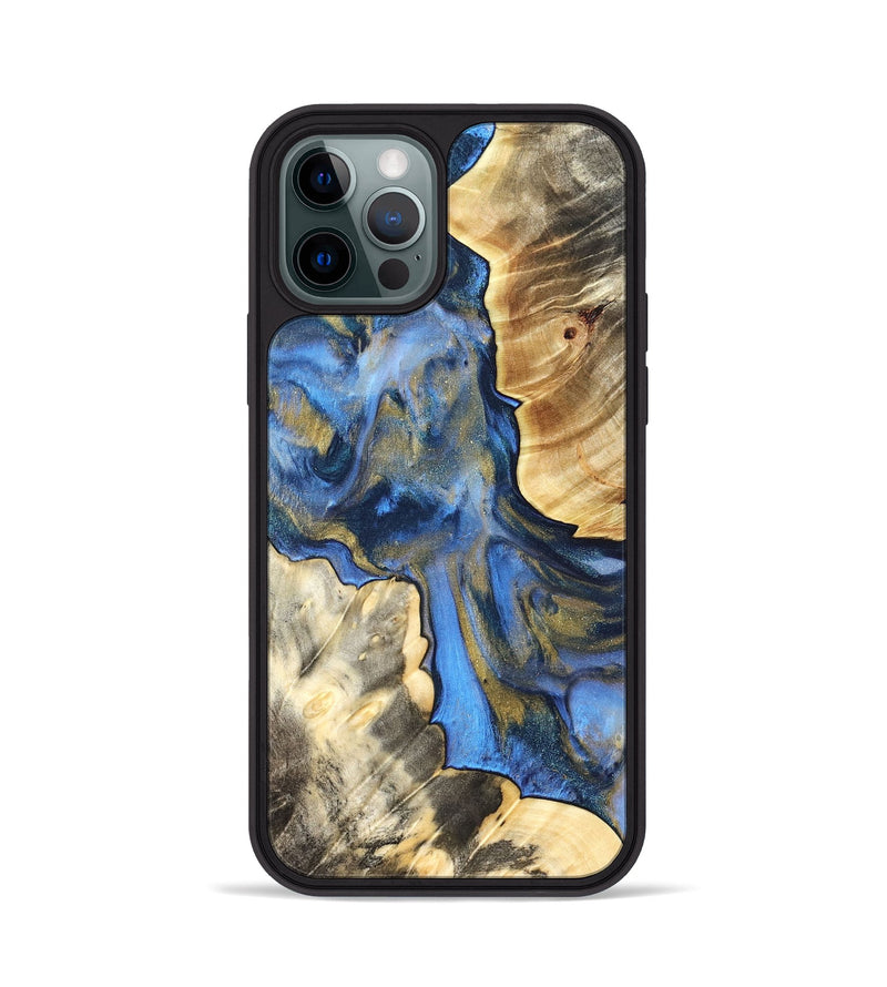 iPhone 12 Pro Wood Phone Case - Tanisha (Teal & Gold, 822028)