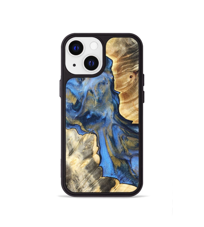 iPhone 13 mini Wood Phone Case - Tanisha (Teal & Gold, 822028)