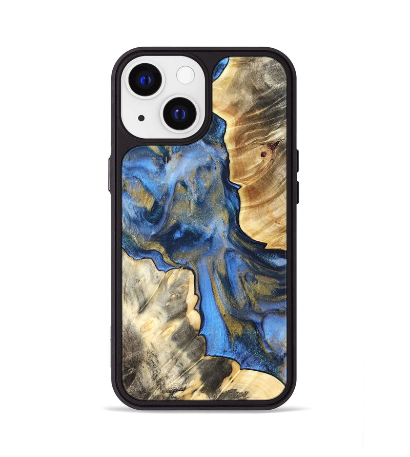 iPhone 13 Wood Phone Case - Tanisha (Teal & Gold, 822028)