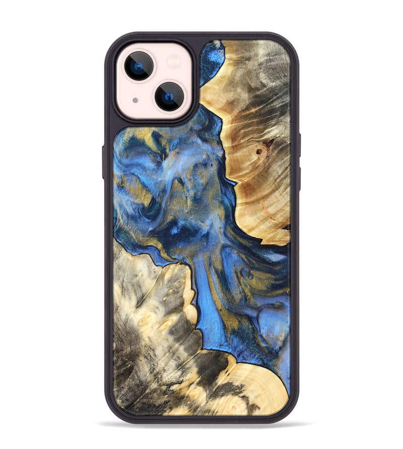 iPhone 14 Plus Wood Phone Case - Tanisha (Teal & Gold, 822028)