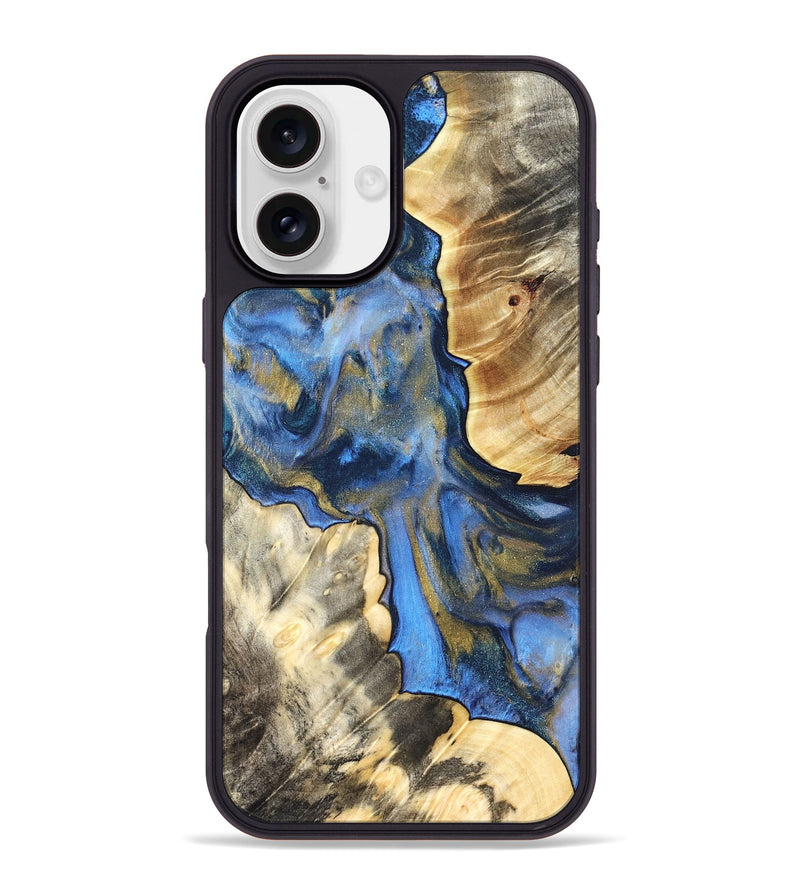 iPhone 16 Plus Wood Phone Case - Tanisha (Teal & Gold, 822028)