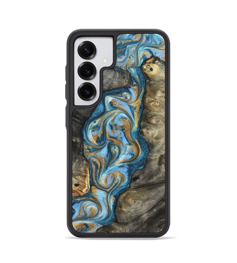 Galaxy S25 Wood Phone Case - Jenny (Teal & Gold, 822029)
