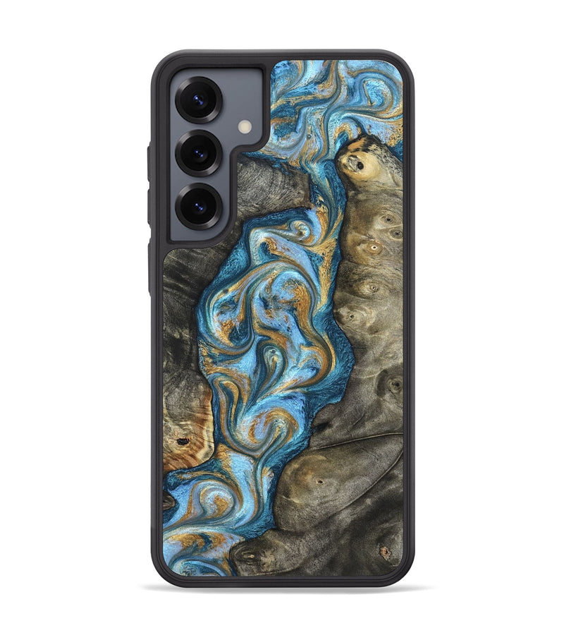 Galaxy S25 Plus Wood Phone Case - Jenny (Teal & Gold, 822029)