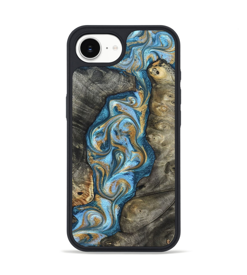 iPhone 17e Wood Phone Case - Jenny (Teal & Gold, 822029)