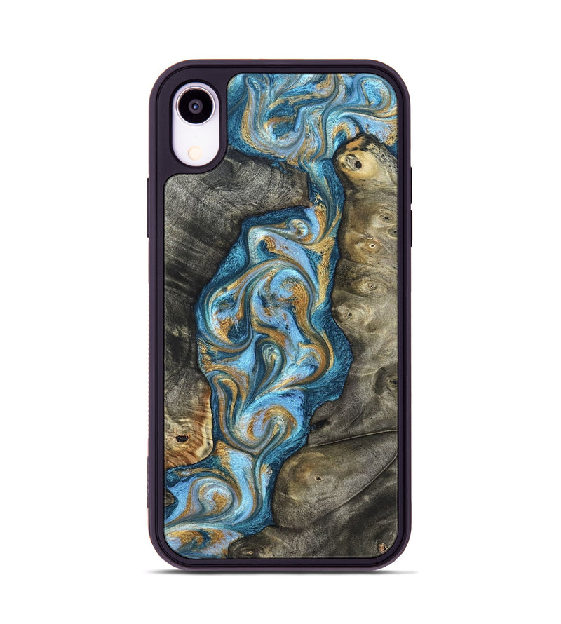 iPhone Xr Wood Phone Case - Jenny (Teal & Gold, 822029)