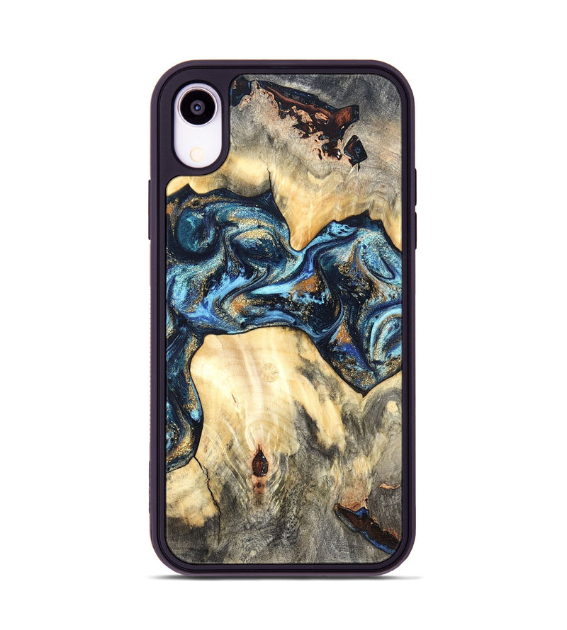 iPhone Xr Wood Phone Case - Dollie (Teal & Gold, 822030)