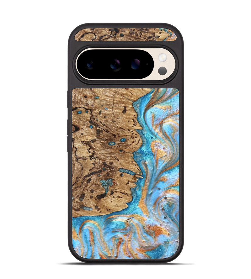 Pixel 10 Wood Phone Case - Cicero (Teal & Gold, 822031)
