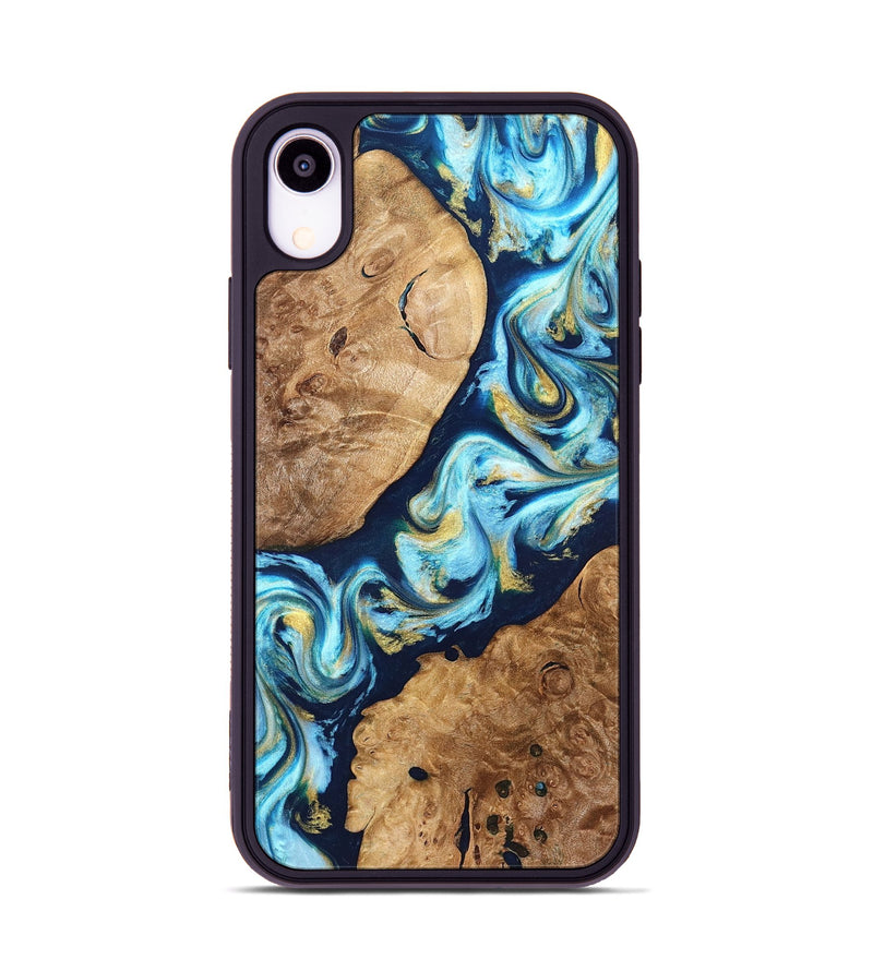 iPhone Xr Wood Phone Case - Westin (Teal & Gold, 822032)