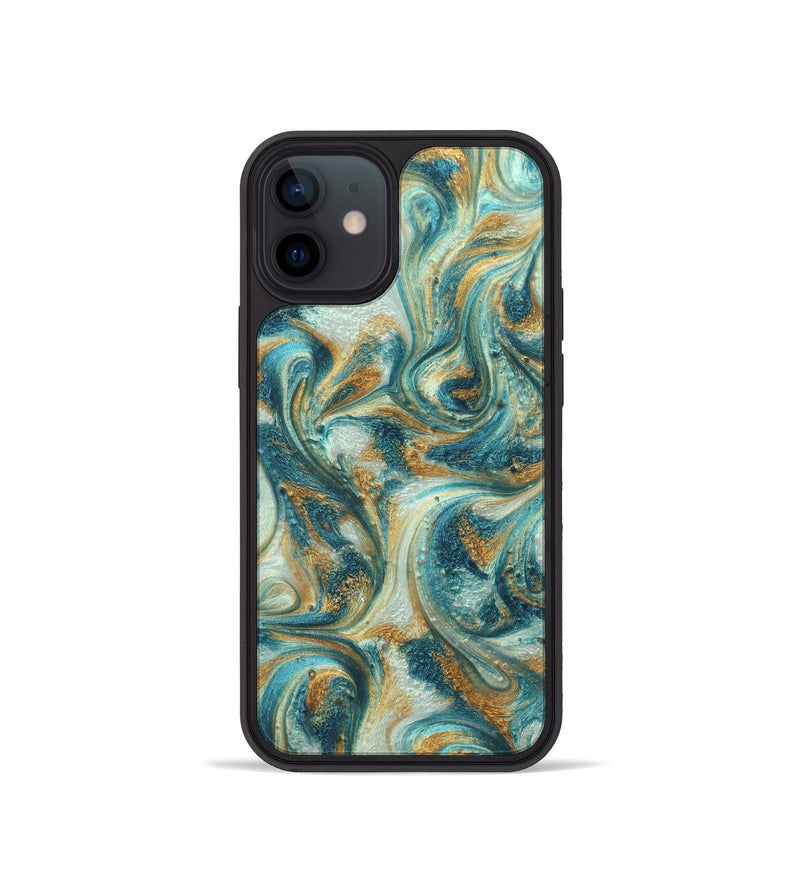 iPhone 12 mini ResinArt Phone Case - Alison (Teal & Gold, 822033)