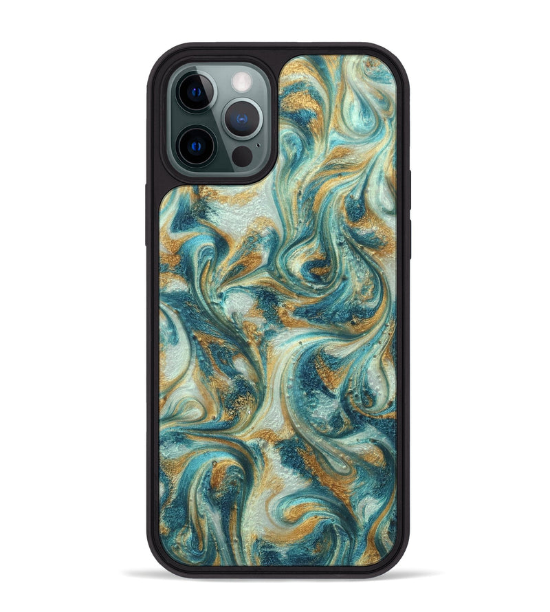 iPhone 12 Pro Max ResinArt Phone Case - Alison (Teal & Gold, 822033)