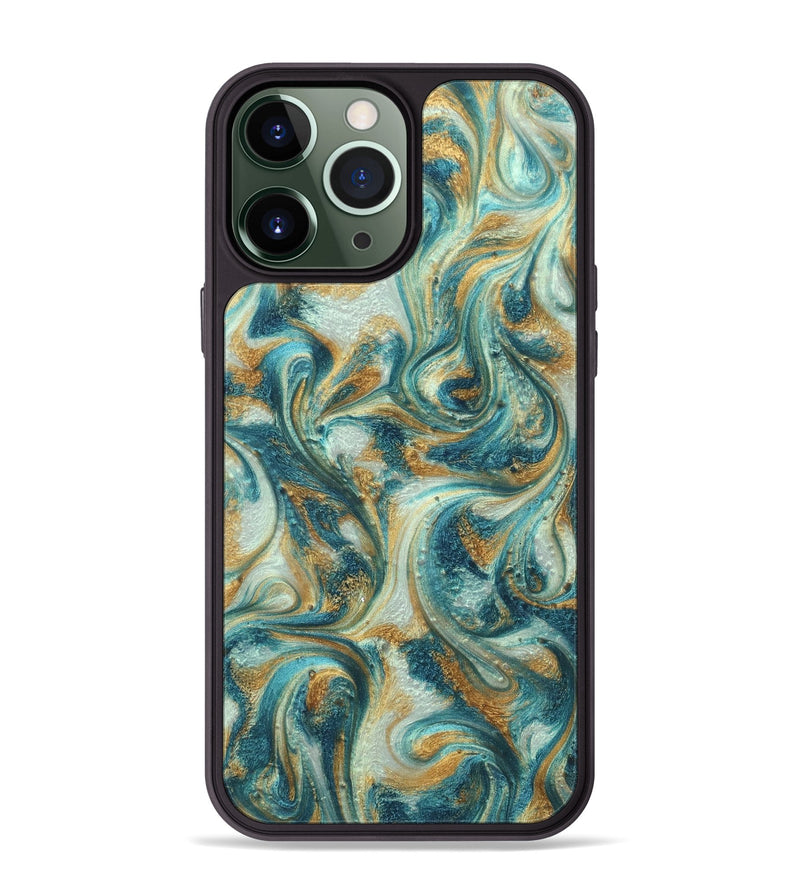 iPhone 13 Pro Max ResinArt Phone Case - Alison (Teal & Gold, 822033)
