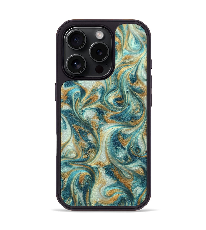 iPhone 16 Pro ResinArt Phone Case - Alison (Teal & Gold, 822033)