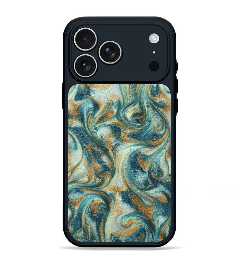 iPhone 17 Pro Max ResinArt Phone Case - Alison (Teal & Gold, 822033)