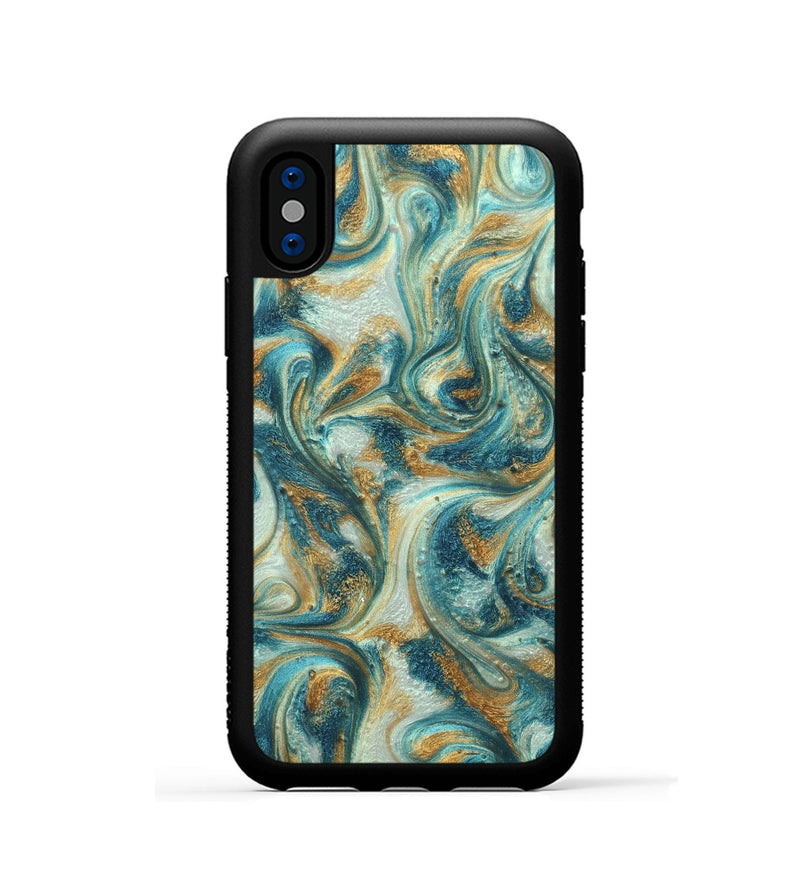 iPhone Xs ResinArt Phone Case - Alison (Teal & Gold, 822033)