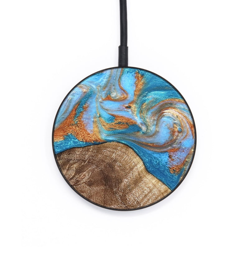 Circle Wood Wireless Charger - Sarina (Teal & Gold, 822034)