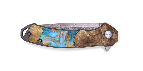 EDC Wood Pocket Knife - Sarina (Teal & Gold, 822034)