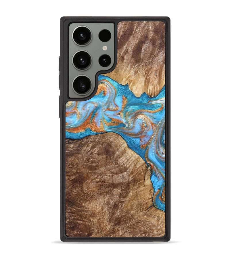 Galaxy S23 Ultra Wood Phone Case - Sarina (Teal & Gold, 822034)