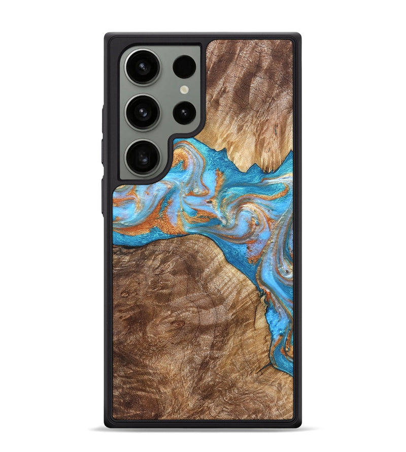 Galaxy S24 Ultra Wood Phone Case - Sarina (Teal & Gold, 822034)