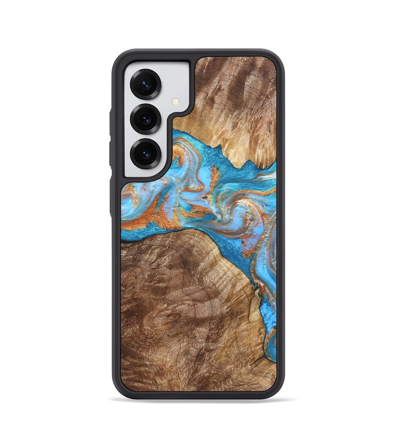 Galaxy S25 Wood Phone Case - Sarina (Teal & Gold, 822034)