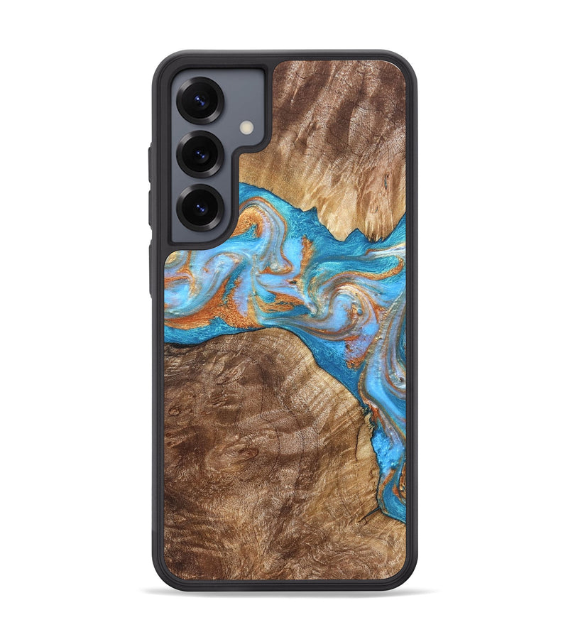 Galaxy S25 Plus Wood Phone Case - Sarina (Teal & Gold, 822034)