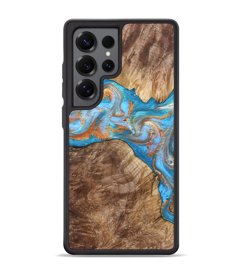 Galaxy S25 Ultra Wood Phone Case - Sarina (Teal & Gold, 822034)