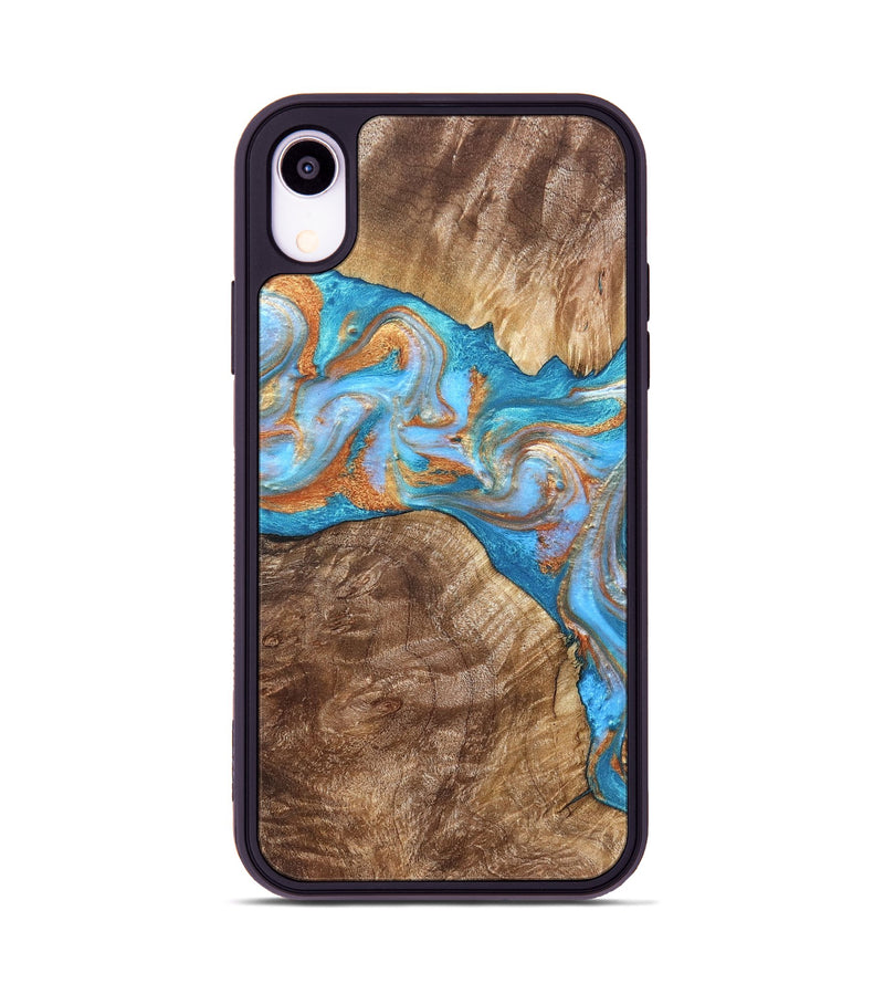 iPhone Xr Wood Phone Case - Sarina (Teal & Gold, 822034)