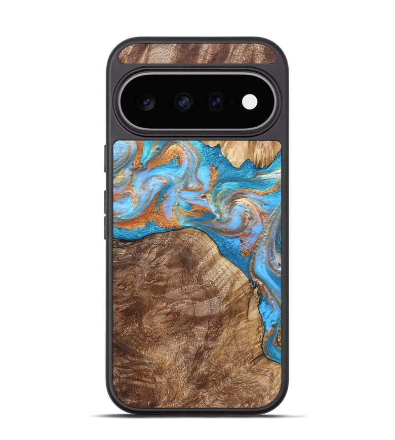 Pixel 11 Wood Phone Case - Sarina (Teal & Gold, 822034)