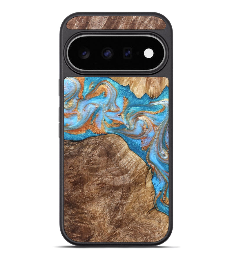 Pixel 11 Pro XL Wood Phone Case - Sarina (Teal & Gold, 822034)