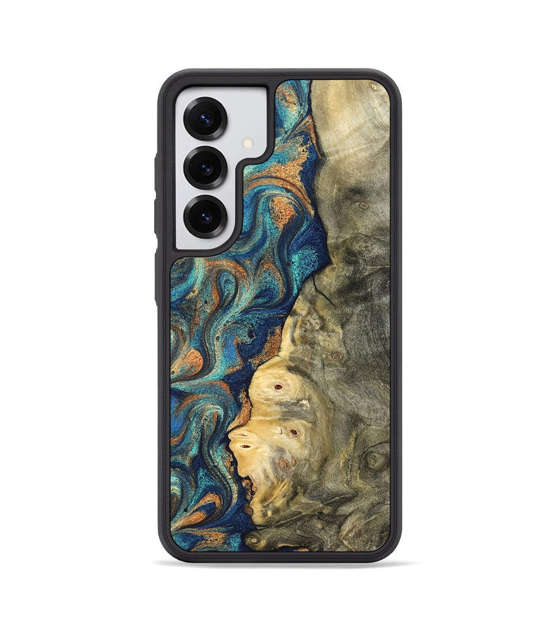 Galaxy S25 Wood Phone Case - Kieran (Teal & Gold, 822035)