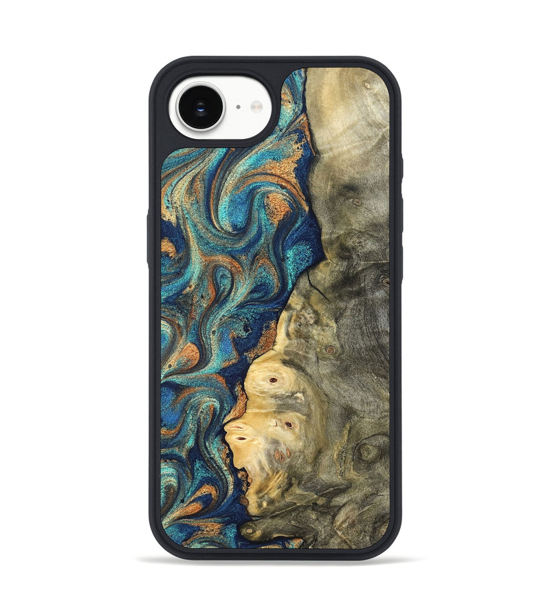 iPhone 17e Wood Phone Case - Kieran (Teal & Gold, 822035)