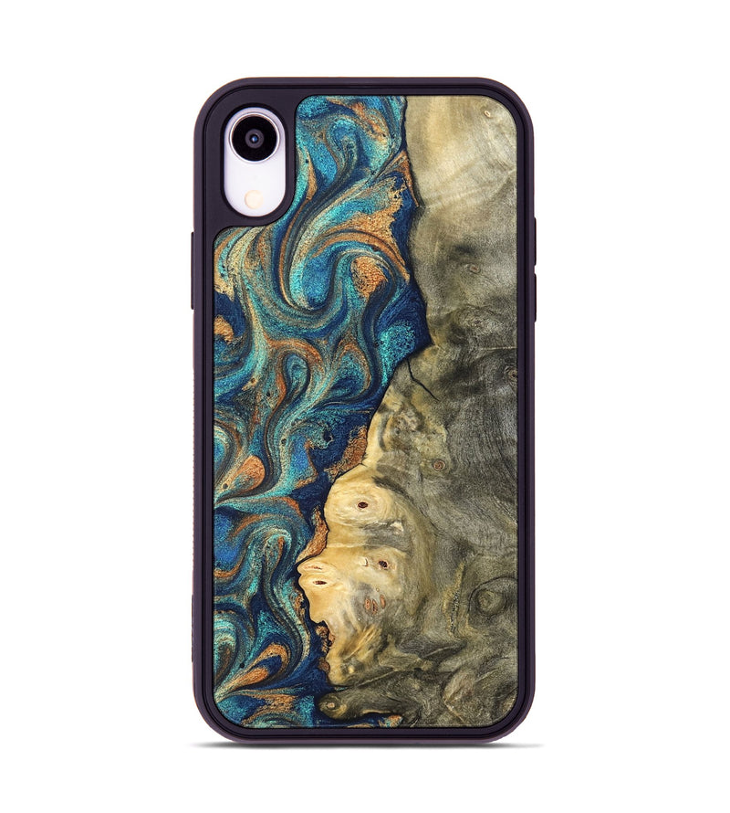 iPhone Xr Wood Phone Case - Kieran (Teal & Gold, 822035)