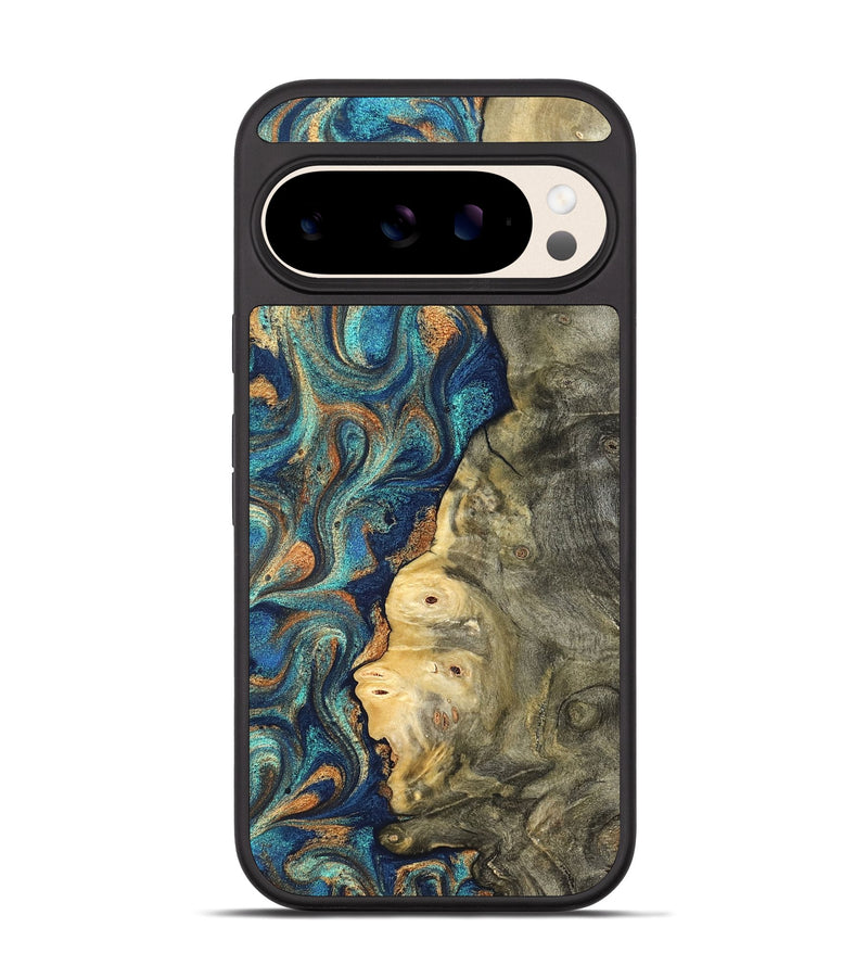 Pixel 10 Wood Phone Case - Kieran (Teal & Gold, 822035)
