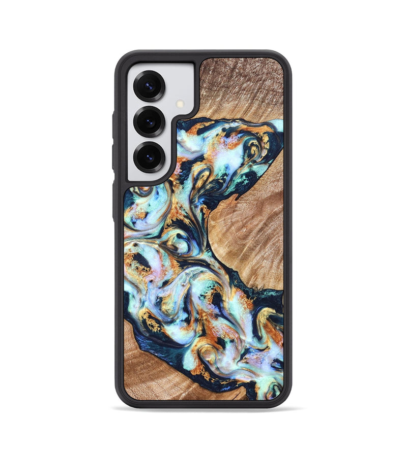 Galaxy S25 Wood Phone Case - Sincere (Teal & Gold, 822036)
