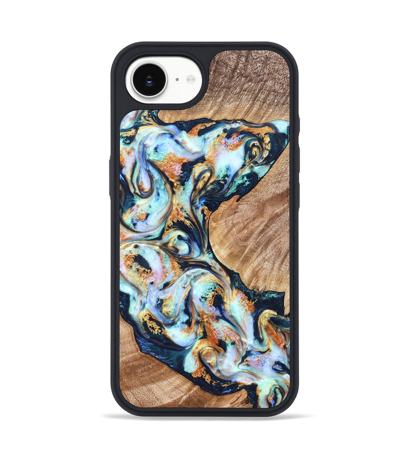 iPhone 17e Wood Phone Case - Sincere (Teal & Gold, 822036)