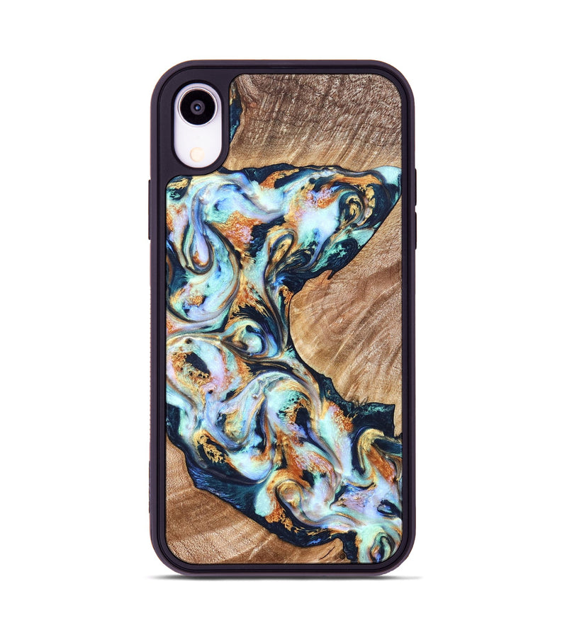 iPhone Xr Wood Phone Case - Sincere (Teal & Gold, 822036)