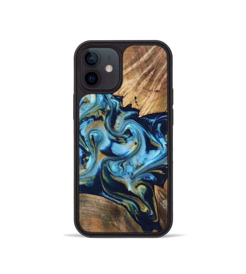 iPhone 12 mini Wood Phone Case - Scottie (Teal & Gold, 822037)