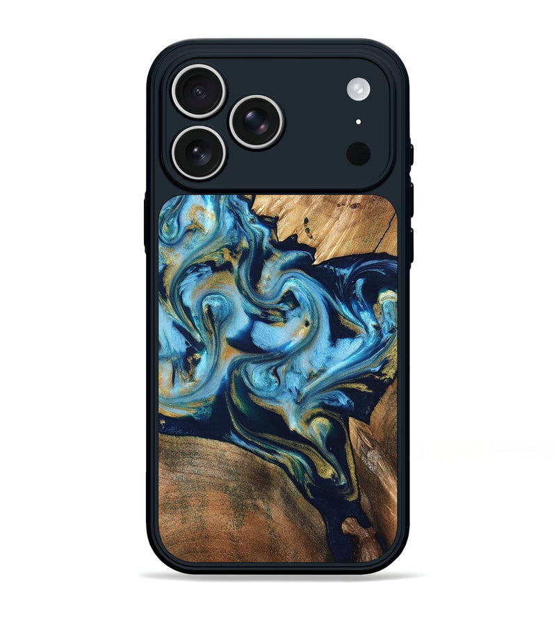 iPhone 17 Pro Max Wood Phone Case - Scottie (Teal & Gold, 822037)