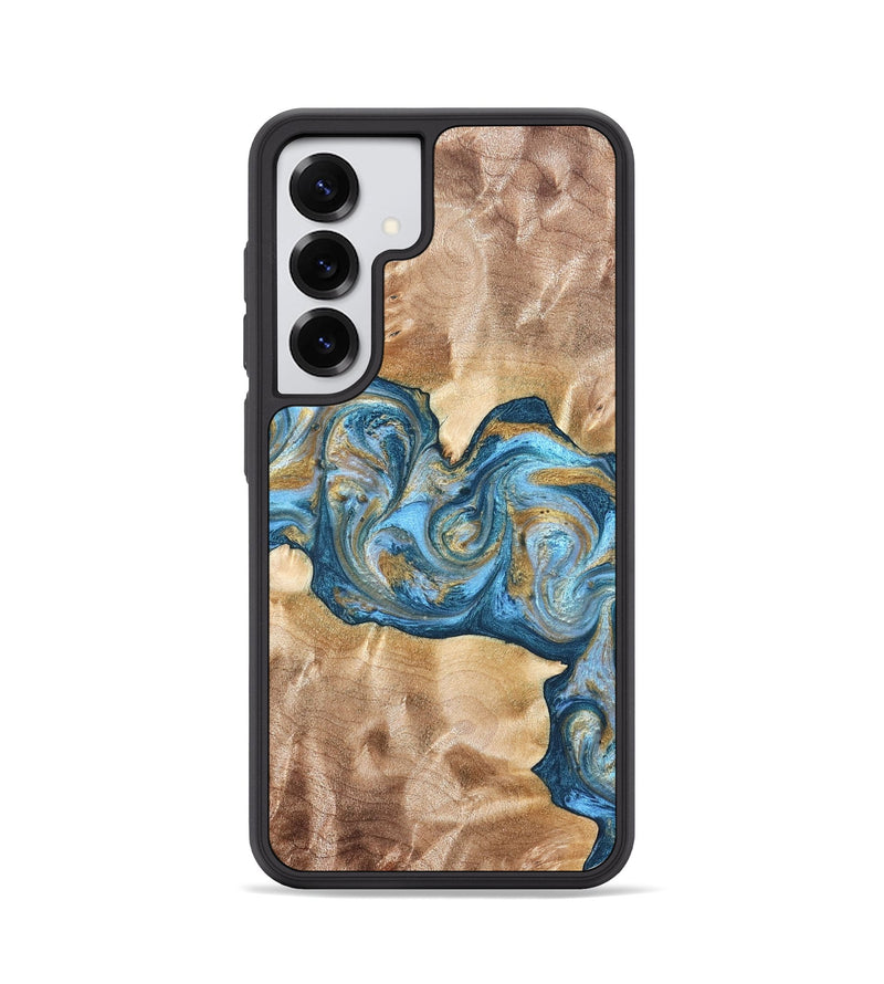 Galaxy S25 Wood Phone Case - Ray (Teal & Gold, 822038)