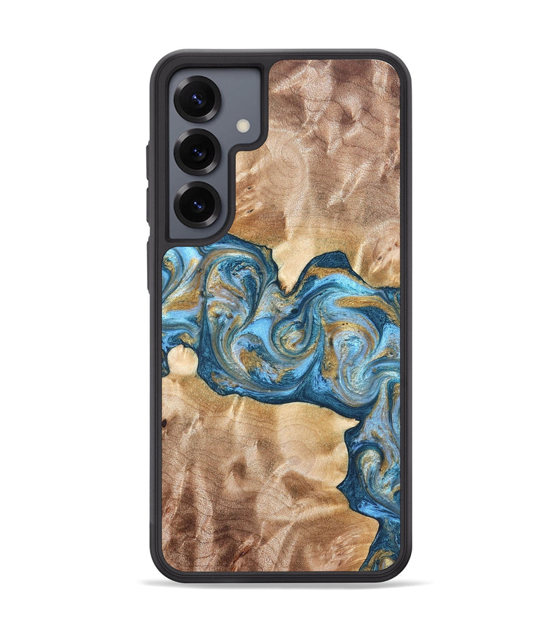 Galaxy S25 Plus Wood Phone Case - Ray (Teal & Gold, 822038)