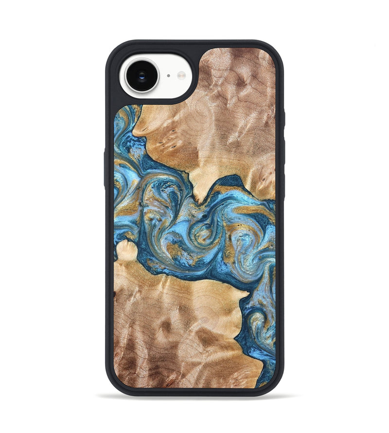 iPhone 17e Wood Phone Case - Ray (Teal & Gold, 822038)