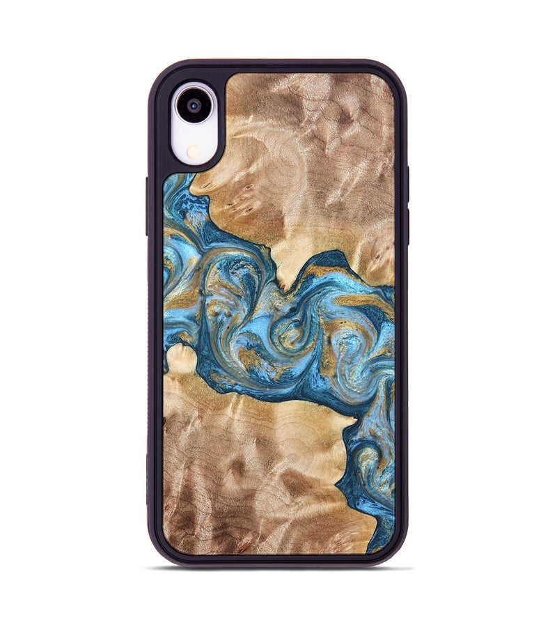 iPhone Xr Wood Phone Case - Ray (Teal & Gold, 822038)