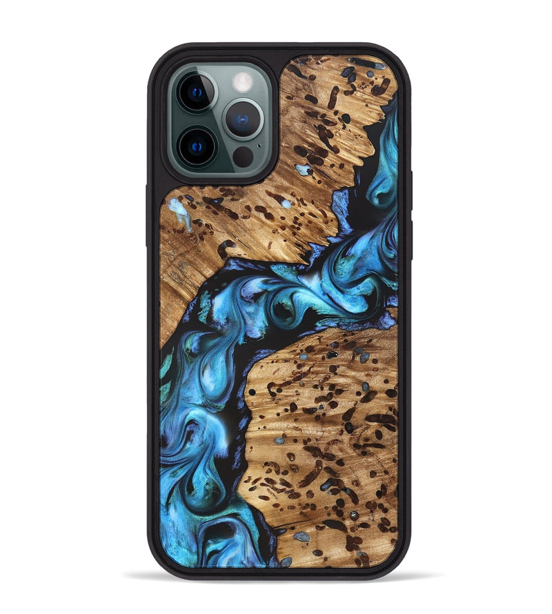 iPhone 12 Pro Max Wood Phone Case - Romeo (Blue, 822040)